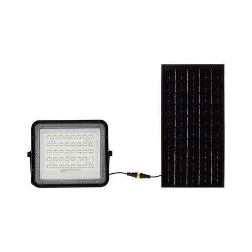 80W Solcelle LED breedstraler met afstandsbediening - 800lm, IP65, 4000K, zwart, incl. 10W zonnepaneel en batterij