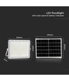 VT LED Solar Schijnwerper 180W - 6400K, 16000 mAh Batterij, 3m Kabel, Slimme IR Afstandsbediening, Snelladen, Wit