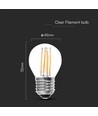 E27 6W LED kroonlamp - G45, kooldraad, helder, 230V