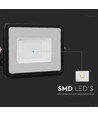 20W schijnwerper - Samsung Chip, kabel 1m, 3000K, zwarte behuizing, zwart glas