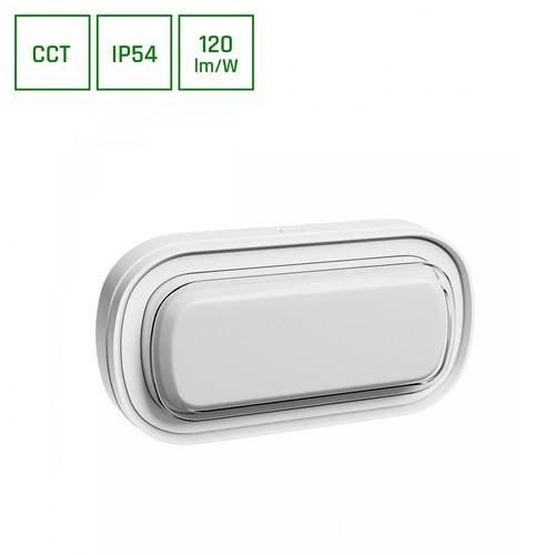 10W Pastilo CCT LED wand/plafondlamp - 120lm/W, IP54, IK10, Ovaal, wit, 3-CCT switchable