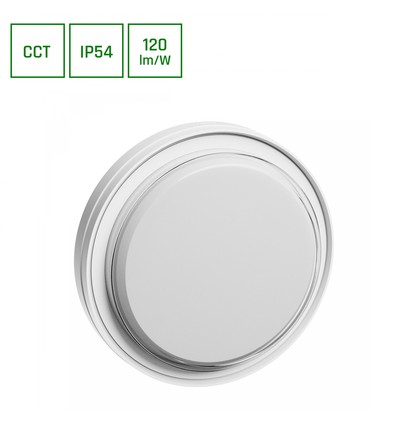 15W Pastilo LED plafondlamp - 1800lm, IP54, IK10, 3CCT, Ø22,1cm, witte rand
