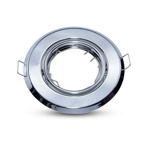 2 stuks GU10 inbouwspot - Rond, chroom, gat: Ø7,0 cm, max 35W