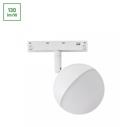10W SYSTEM SHIFT BASIC GLOBE voor 48V rail - 130lm/W, 4000K, IP20, wit, 120 graden
