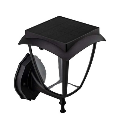 Wandlamp op zonne-energie, klassiek ontwerp - 3000K+6000K, zwart