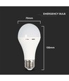 E27 9W LED lamp met noodverlichting - A70, 720lm, 4000K, 4,5 uur batterijduur