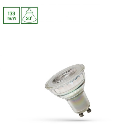 LED GU10 7,5W - 230V, 30° warm wit, glas met lens, Spectrum Premium