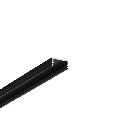 1m aluminium profiel BEGTON12 J/S - Zwart geanodiseerd, opbouw, LED profiel
