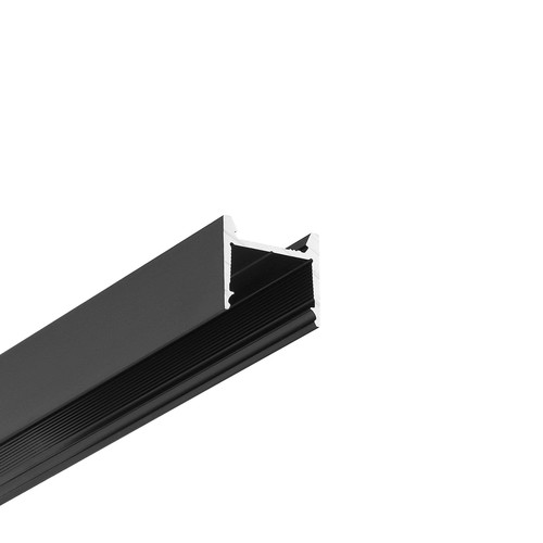 2m aluminiumprofiel HOOD14 F/U1 - Zwart geanodiseerd, opbouw, LED profiel