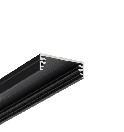 2m aluminiumprofiel WIDE24 G/W - Zwart geanodiseerd, opbouw, LED profiel