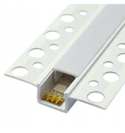 PVC-profiel 50x12 voor inbouw - 1 meter, wit, inclusief melkglas cover
