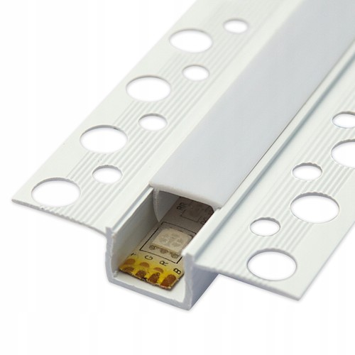 PVC profiel 50x12 voor inbouw - 2 meter, wit, inclusief melkglas cover