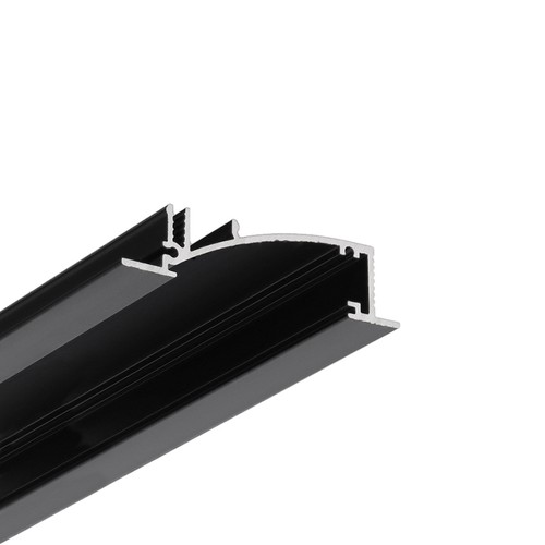 2m aluminium profiel FLAT8 H/UX - Zwart geanodiseerd, ingebouwd, LED profiel