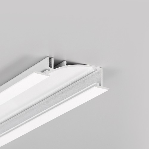 2m aluminium profiel FLAT8 H/UX - Wit gelakt, inbouw, LED profiel