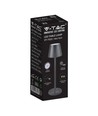 V-Tac oplaadbare tafellamp, draadloos - Zwart, IP54 buiten tafellamp, touch dimbaar, model mini