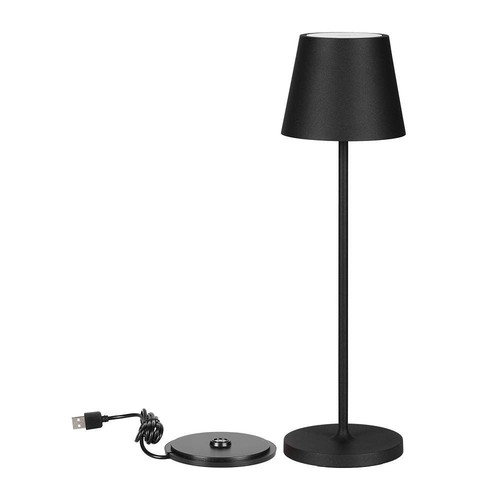V-Tac oplaadbare tafellamp, draadloos - Zwart, IP54 buiten tafellamp, touch dimbaar, model mini
