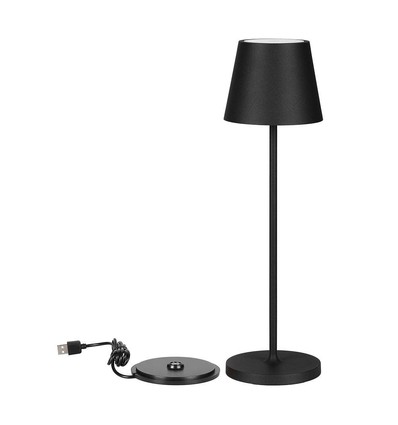 V-Tac oplaadbare tafellamp, draadloos - Zwart, IP54 buiten tafellamp, touch dimbaar, model mini