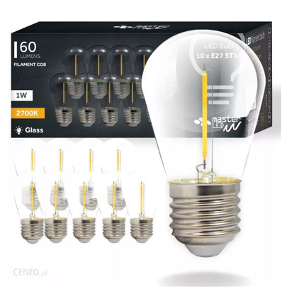 10 stuks E27 2W LED lamp - ST14, COB filament, helder glas