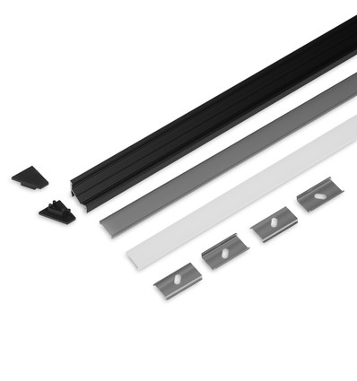 2m set CORNER10.V2 + C CLICK - Zwart geanodiseerd