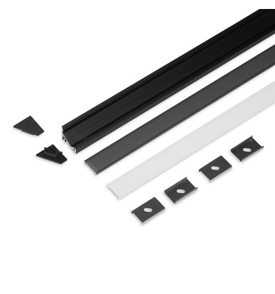 2m set CORNER12.V2 + F CLICK - Zwart geanodiseerd