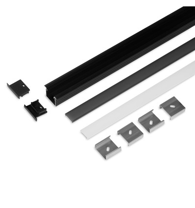 2m set LINEA-IN20 + F CLICK - Zwart geanodiseerd