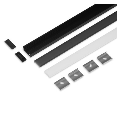 2m set SURFACE14.V2 + F CLICK - Zwart geanodiseerd