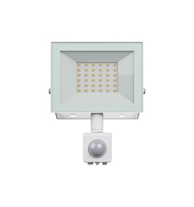 30W breedstraler met sensor - IP44, Wit, werklamp, PIR-sensor
