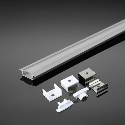 2m inbouwprofiel aluminium, wit - Incl. melkwitte cover, voor 12mm LED strip, 2000x24.7x7mm