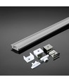 2m inbouwprofiel aluminium, wit - Incl. melkwitte cover, voor 12mm LED strip, 2000x24.7x7mm