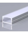2m Alu profiel voor LED strips, zilver - 20x10mm, incl. satin cover, opbouw
