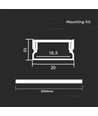 2m Alu profiel voor LED strips, zilver - 20x10mm, incl. satin cover, opbouw