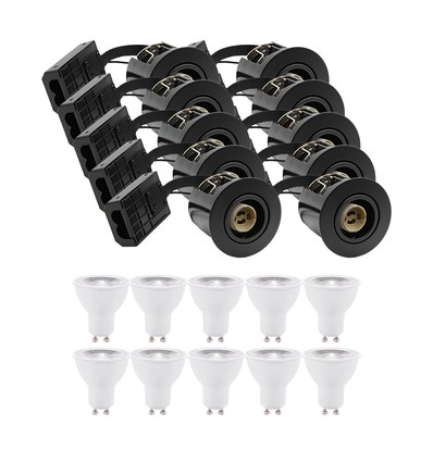 10 stuks inbouwspot Inno88 - Inclusief 6W RA97 GU10, zwart, IP44, goedgekeurd voor isolatie