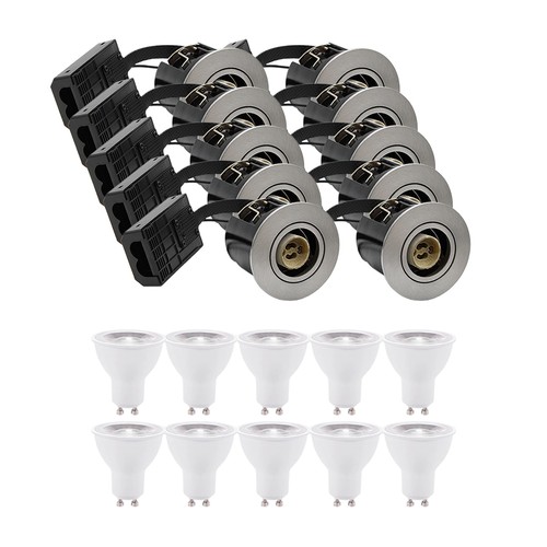 10 stuks inbouwspot Inno88 - Inclusief 6W RA97 GU10, geborsteld aluminium, IP44, goedgekeurd voor isolatie