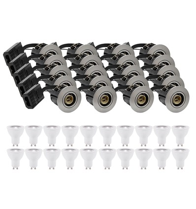 20 stuks inbouwspot Inno88 - Inclusief 6W RA97 GU10, geborsteld aluminium, IP44, goedgekeurd voor isolatie