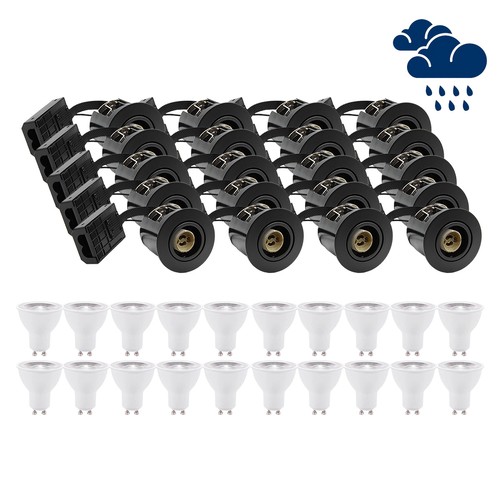 20 stuks LEDlife inbouwspot Inno88 Buiten - Inclusief 6W GU10, Zwart, IP44, goedgekeurd voor isolatie