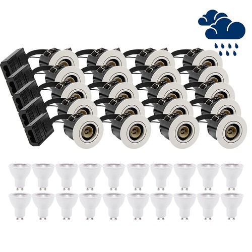20 stuks LEDlife inbouwspot Inno88 Buiten - Incl. 6W GU10, Wit, IP44, goedgekeurd voor isolatie