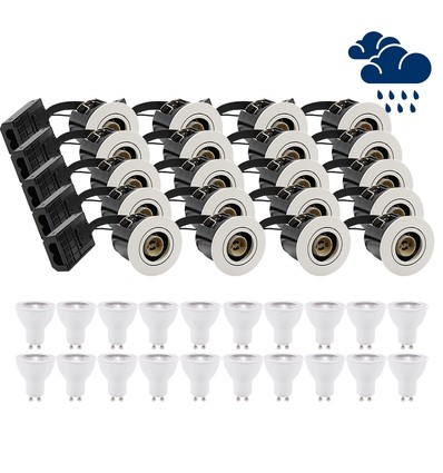 20 stuks LEDlife inbouwspot Inno88 Buiten - Incl. 6W GU10, Wit, IP44, goedgekeurd voor isolatie