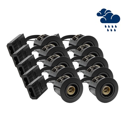 10 stuks GU10 inbouwspot Inno88 Buiten - Zwart, IP44, goedgekeurd voor isolatie