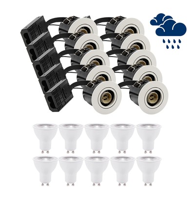 10 stuks LEDlife inbouwspot Inno88 Buiten - Inclusief 6W GU10, Wit, IP44, goedgekeurd voor isolatie