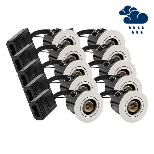 10 stuks GU10 inbouwspot Inno88 Buiten - Wit, IP44, geschikt voor installatie in isolatie