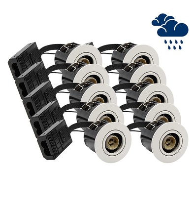 10 stuks GU10 inbouwspot Inno88 Buiten - Wit, IP44, geschikt voor installatie in isolatie