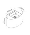 6W Up/Down Wandlamp ovaal - 3000K, Wit, Verstelbare stralingshoek
