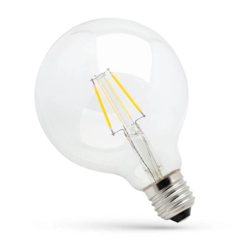 E27 8W LED globe lamp - Kooldraad, helder, Ø12,5 cm