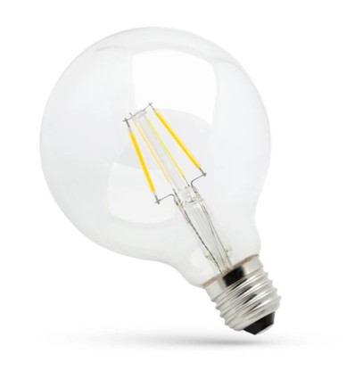 E27 8W LED globe lamp - Kooldraad, helder, Ø12,5 cm