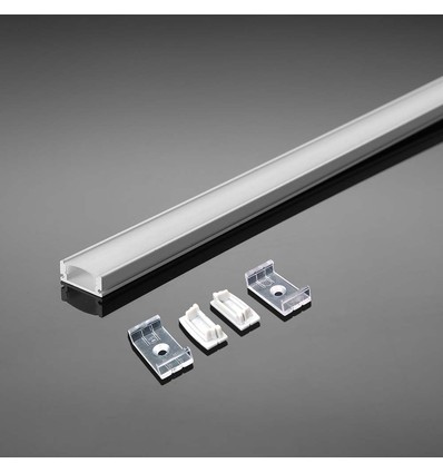 2m wit aluminiumprofiel set - LED-strip profiel, opbouwmontage, 200x2,35x1,04cm
