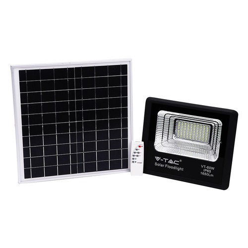60W zonne-energie LED breedstraler - 1650lm, IP65, 4000K, zwart, incl. zonnepaneel en afstandsbediening