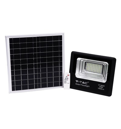 60W zonne-energie LED breedstraler - 1650lm, IP65, 4000K, zwart, incl. zonnepaneel en afstandsbediening