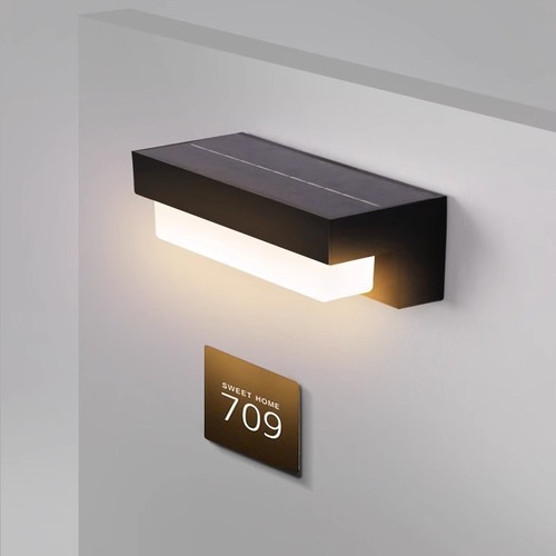 Solar CCT wandlamp - IP54, 3 lichtkleuren, zwart, vierkant, schemersensor