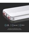10000mAh Powerbank, 22.5W - Ultra slim, aluminium, wit, fast charger