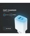 20W Travel Adapter met PD en QC - Wit, 1x PD poort, 1x QC poort